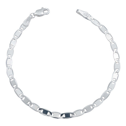 Pulsera Marinera Lisa Espejo Hombre Mujer Plata 925 4 Mm