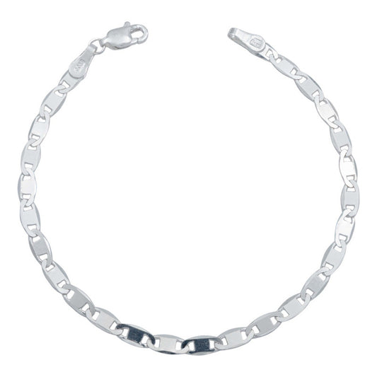 Pulsera Marinera Lisa Espejo Hombre Mujer Plata 925 4 Mm