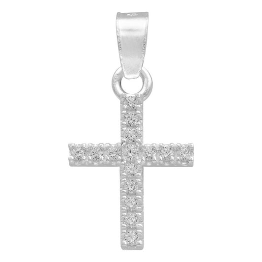 Mini Dije Cruz Pequeña Zirconia Niños Regalo Plata 925 2.2cm