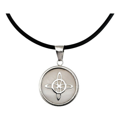 Collar Ajustable Caucho Nudo De Bruja Encapsulada Plata 925
