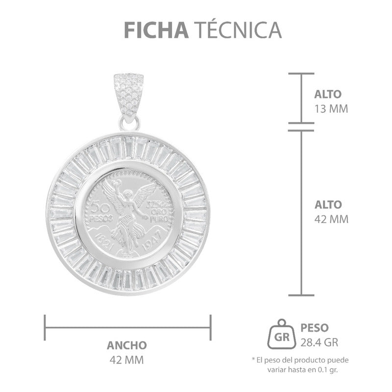 Dije Medalla Angel Centenario Bisel Zirconias Plata 925 Blanco