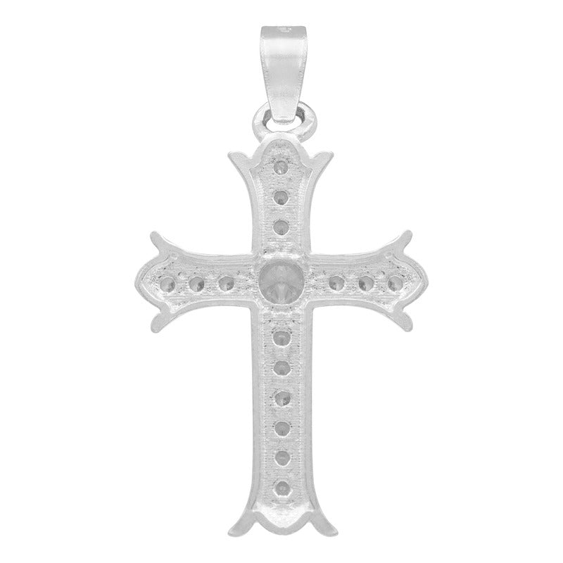 Dije Cruz Chica Zirconia Central Redonda Mujer Plata 925