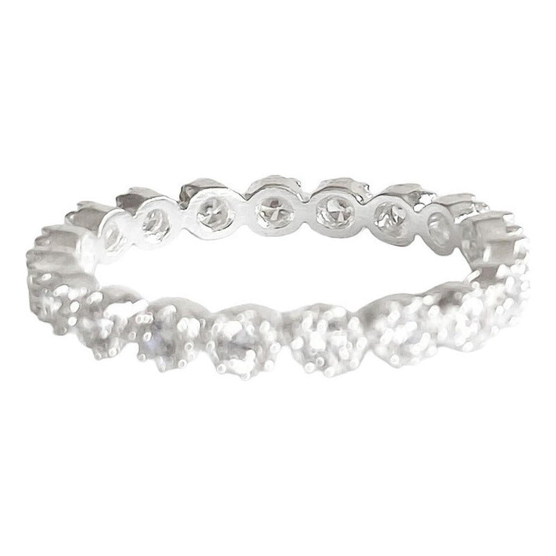 Anillo Churumbela Completa Zirconias De Plata Pura Ley .925