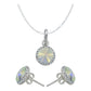 Juego Grande Cristal Dije Arete Cadena Mujer Regalo Plata925