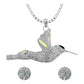 Colibri Dije Aretes Cadena Piedras Conjunto Grande Plata 925