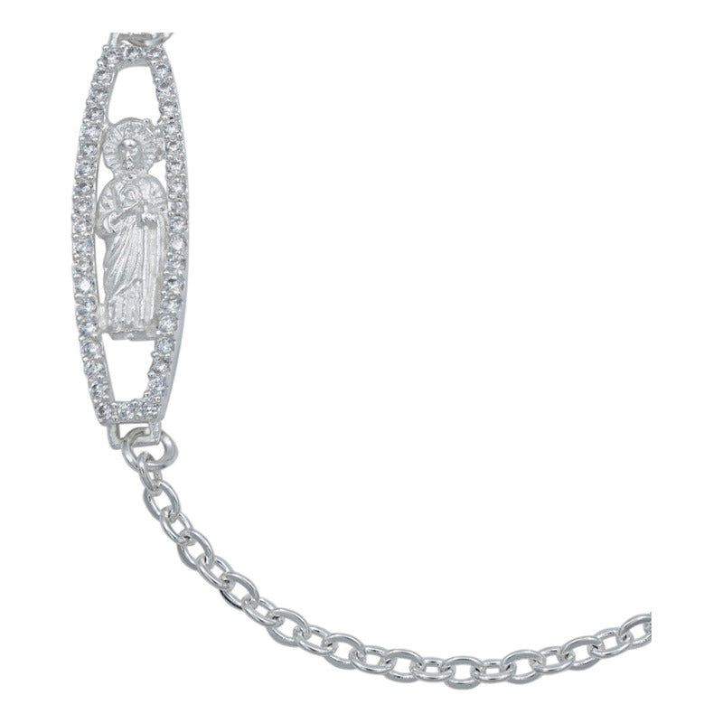 Esclava Ancla San Judas Tadeo Zirconias Unisex Plata 925