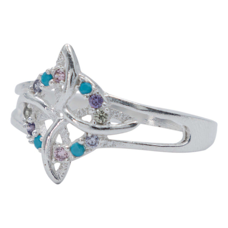 Anillo Nudo De Bruja Celta Zirconias Mujer Regalo Plata S925