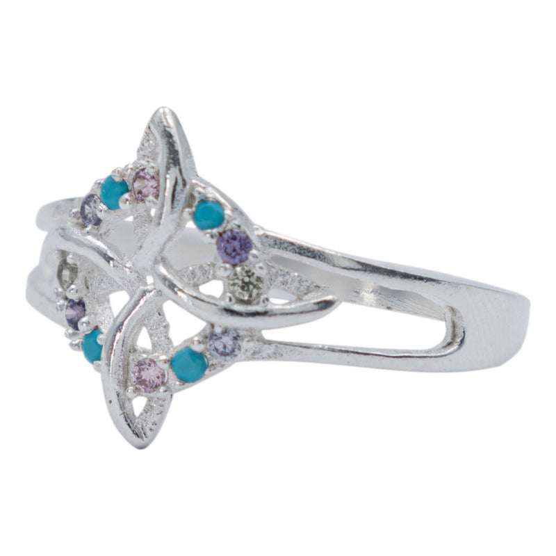Anillo Nudo De Bruja Celta Zirconias Mujer Regalo Plata S925