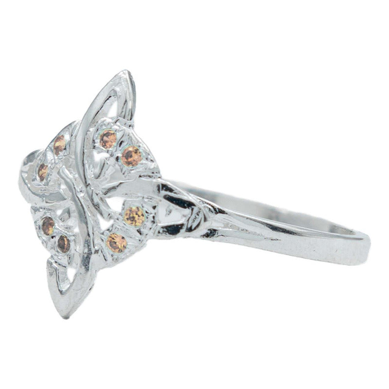 Anillo Nudo De Bruja Celta Diamantado Zirconias Plata S925