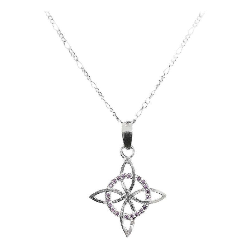 Dije Nudo De Bruja Plano Zirconias Chico Plata +cadena Plata