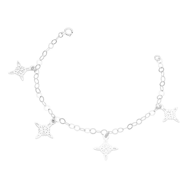 Pulsera Ajustable Nudo Bruja Laser Colgante Mujer Plata 925 Plateado 6 Cm 18 Cm