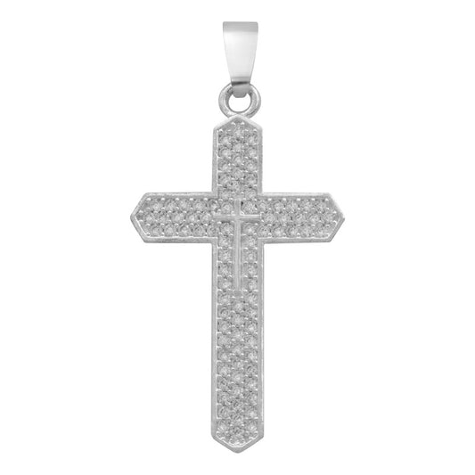 Dije Cruz Puntas Zirconias Hombre Regalo Plata 925 3.9 Cm