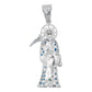 Dije Santa Muerte Guadaña Asa Lisa Zirconia Plata 925 5.8 Cm
