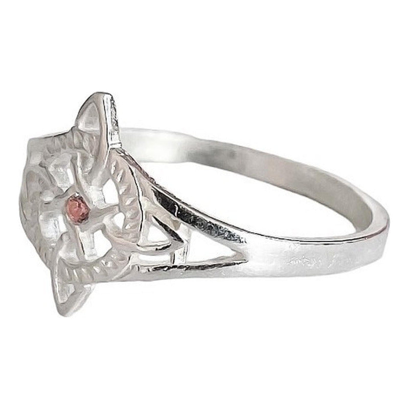 Anillo Nudo De Bruja Con Zirconia De Color Plata Solida 925
