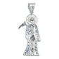Dije Santa Muerte Guadaña Asa Lisa Zirconia Plata 925 5.8 Cm