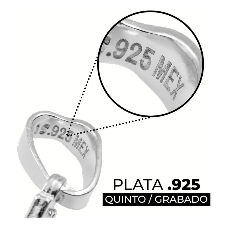 Dije Doble Vista Cruz San Benito Plata 925 Zirconias 3 Cm Blanco