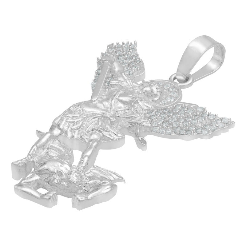 Dije San Miguel Arcangel Zirconias Hombre Regalo Plata 925