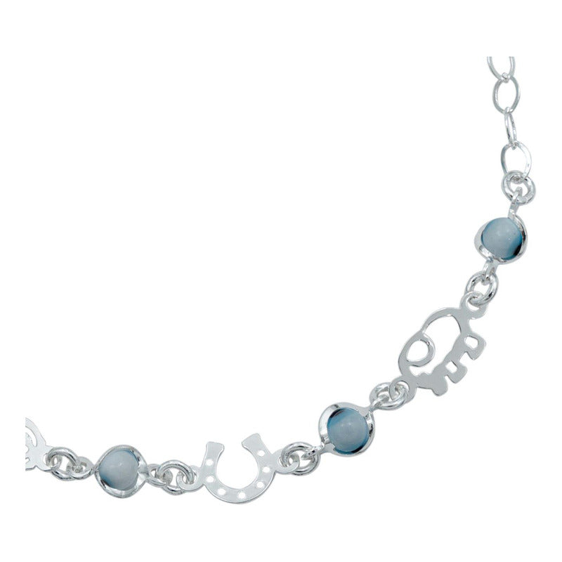 Pulsera Ajustable Suerte Ojo Turco Regalo Dama Plata Ley925
