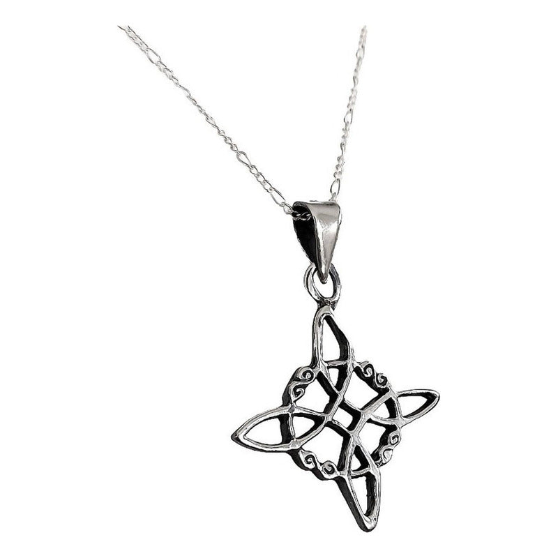 Dije Nudo De Bruja Pavonado Grande Plata 925 + Cadena S925