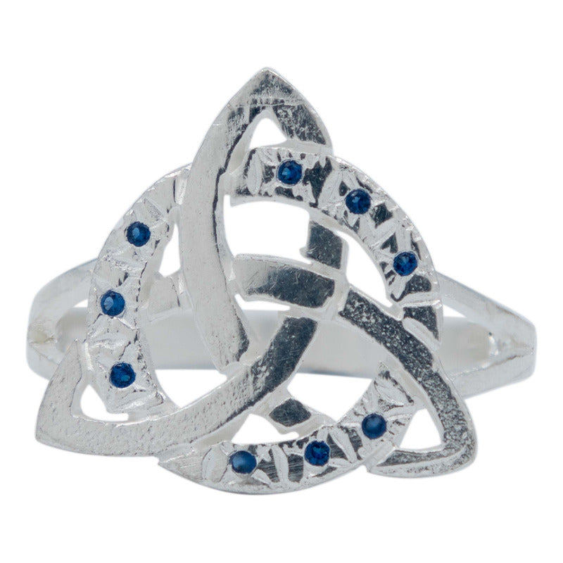 Anillo Diamntado Triqueta Celta Zirconias Plata Ley 925