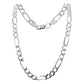 Cadena De Plata 925 Diamantada Hombre Fígaro 65 Cm X 7 Mm