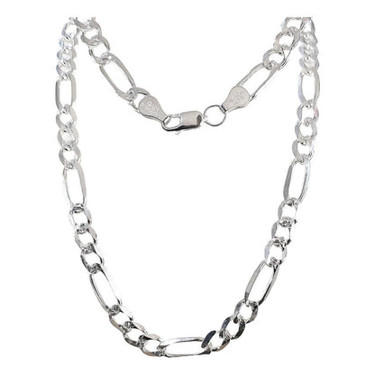 Cadena De Plata 925 Diamantada Hombre Fígaro 65 Cm X 7 Mm