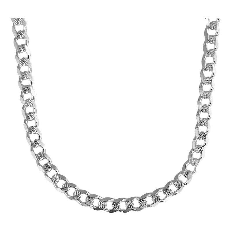Cadena Cubana Gruesa Diamantada Plata 925 Hombre 70cm X 5mm
