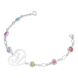 Pulsera Amor Regalo Mamá Madres Piedra Natural Plata Ley 925 Multicolor 6 Cm 18 Cm