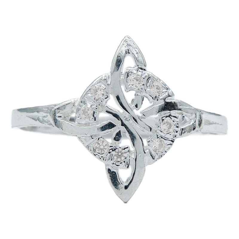 Anillo Nudo De Bruja Celta Diamantado Zirconias Plata S925