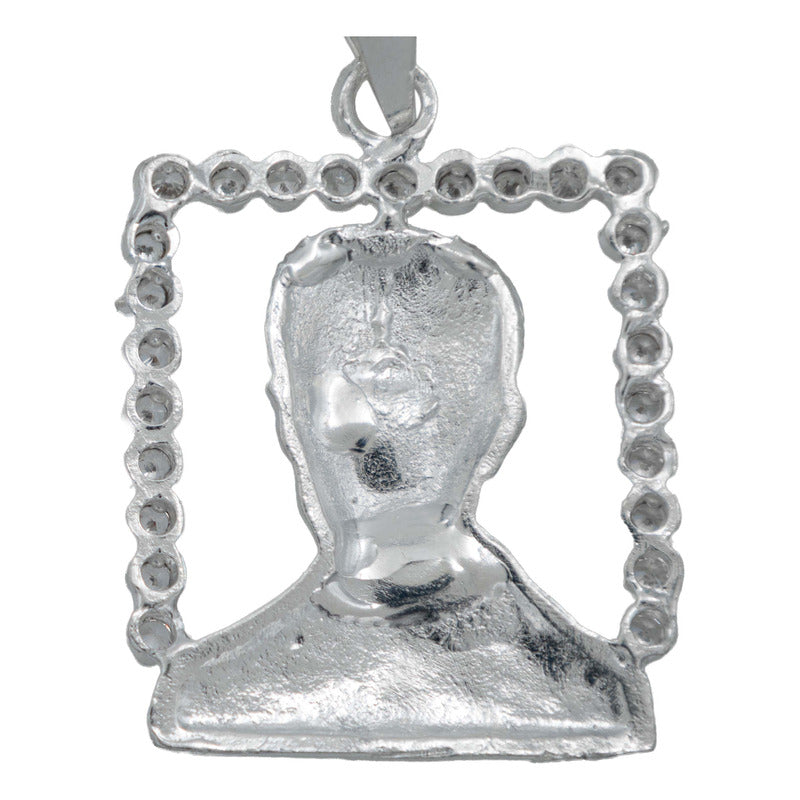 Dije Grande Jesús Malverde Con Zirconias Plata Solida 925