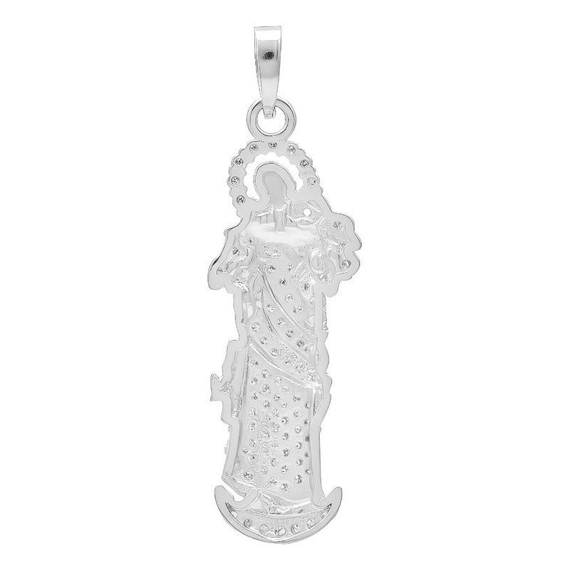 Dije Virgen Desatadora De Nudos Plata 925 Zirconias 3.7 Cm Plateado