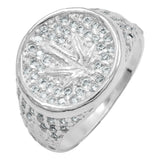 Anillo Marihuana Hoja Cánnabis Planta Plata 925 Hombre 10 Blanco