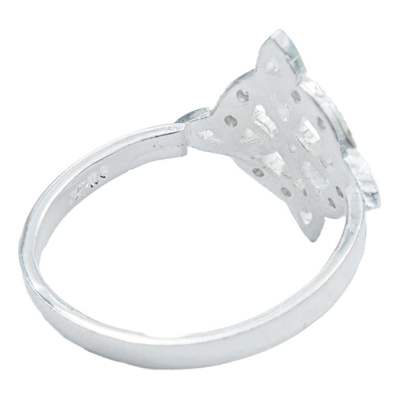 Anillo Diamantado Con Zirconias Nudo Bruja Celta Plata 925