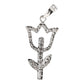 Dije Flor Tulipan Hojas Petalo Con Zirconias Plata Ley 925