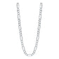 Cadena Figaro 3x1 Diamantada Unisex Plata 925 50 Cm X 5 Mm
