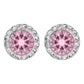 Juego Dije Aretes Plata 925 Con Cristales Zirconias 1.5 Cm Rosa