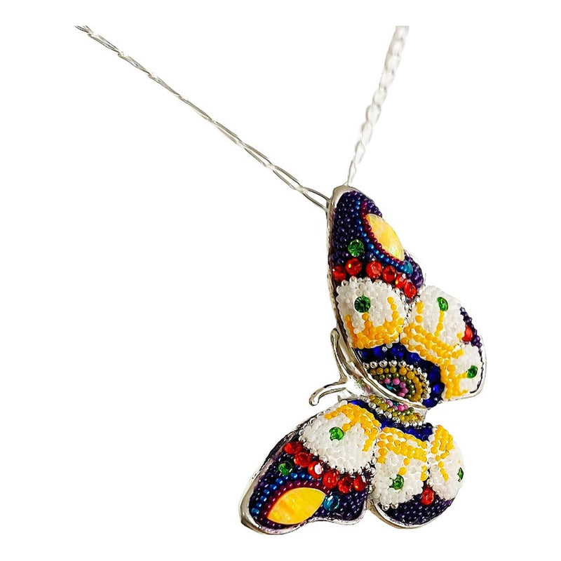 Juego Gigante Completo Artesanal Mariposa Piedras Plata 925