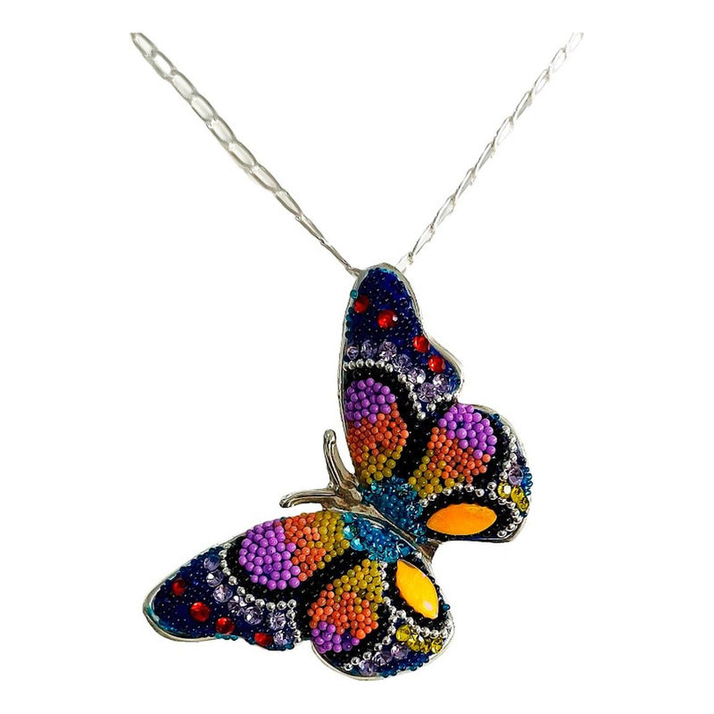 Juego Gigante Completo Artesanal Mariposa Piedras Plata 925