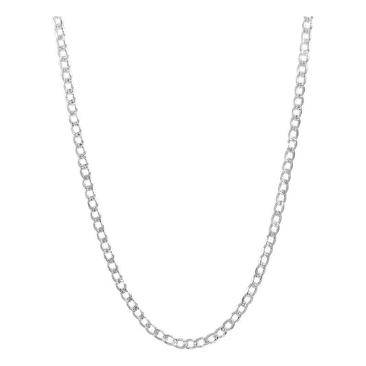 Cadena Cubana Diamantada Barbada Hombre Plata925 45cm X 5mm Plateado