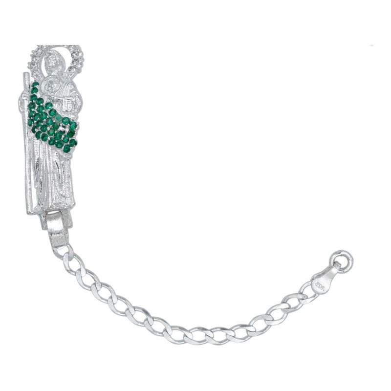 Esclava Pulsera San Judas Zirconia Cubana Plata 925 4 Mm