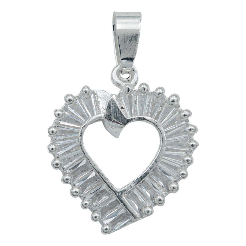 Collar Corazón Chico Zirconia Baguette Amor Regalo Plata925