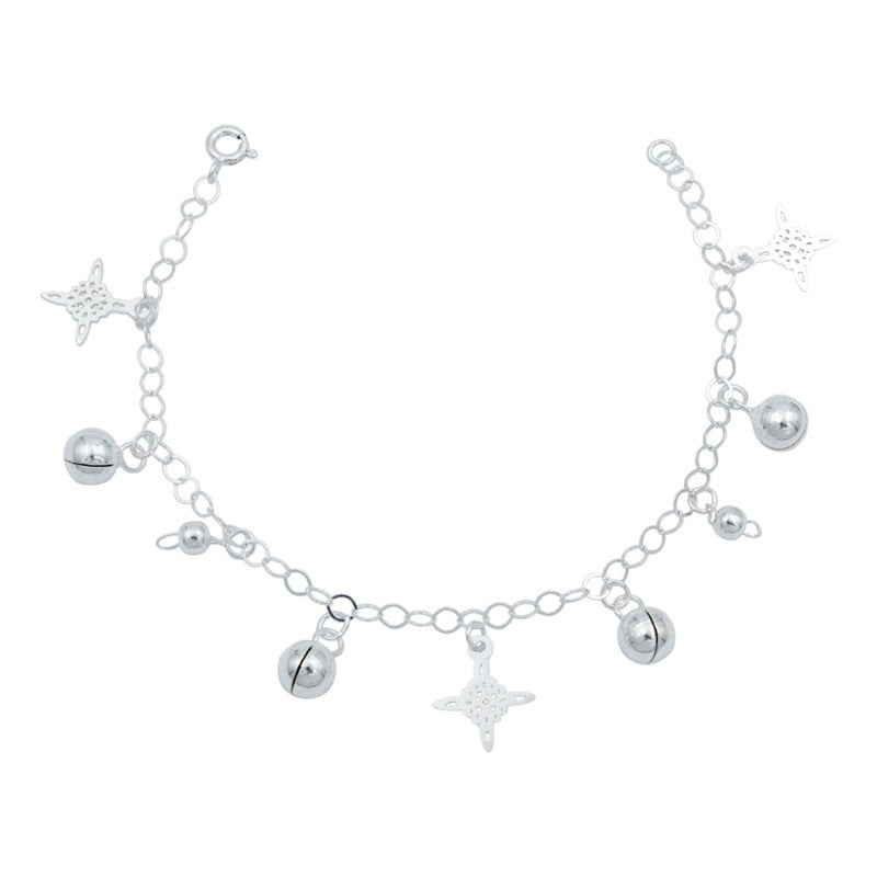 Pulsera Ajustable Nudo De Bruja Amuleto Cascabel Plata S925