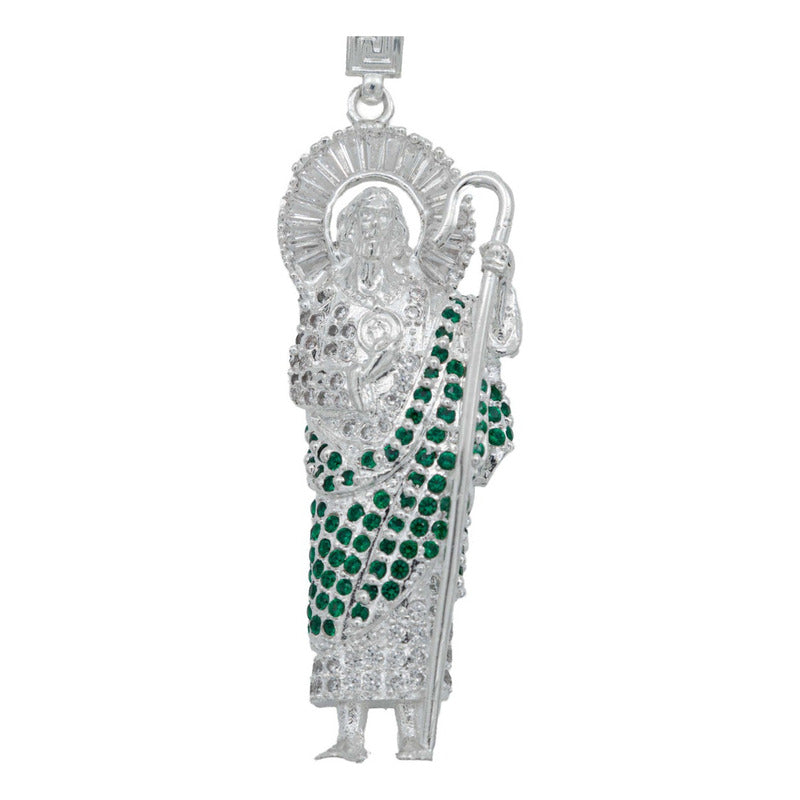 Dije Grande San Judas Zirconias Piedras Plata 925 7.8 Cm