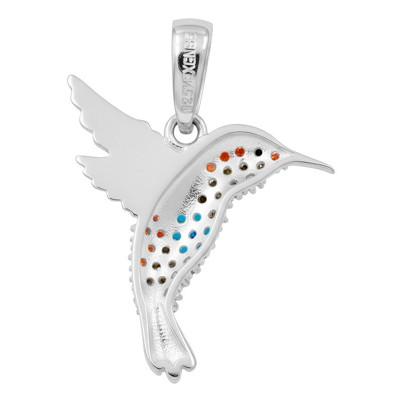 Dije Colibrí Plata 925 Zirconias Joyería Fina Regalo Mujer - Café Naranja