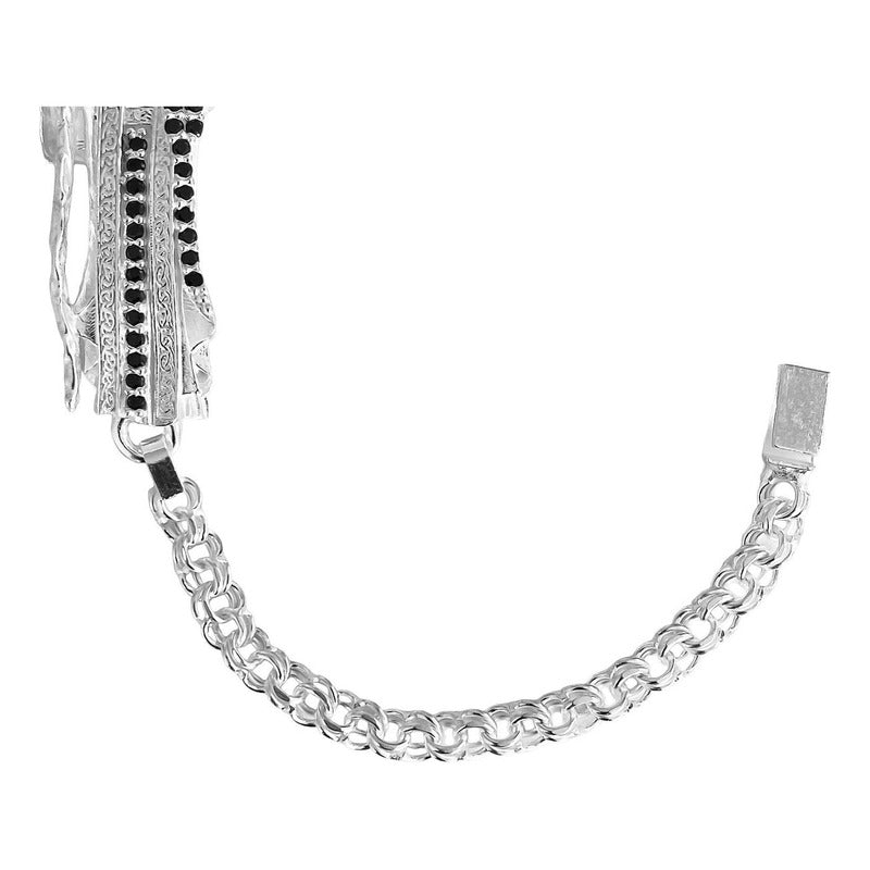 Pulsera Santa Muerte Esclava Zirconias Plata Solida Ley S925