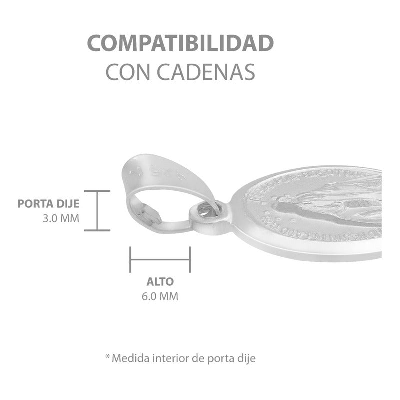 Dije Mini Medalla Bautizo Virgen Milagrosa Mate Plata 925 Plateado