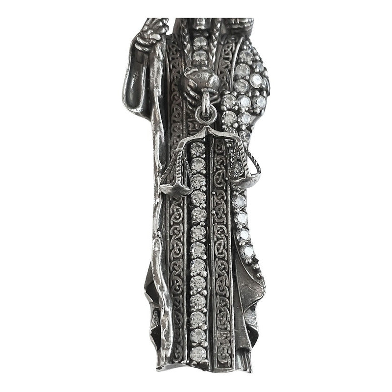Dije Medalla Grande Santa Muerte Con Zirconias En Plata 925