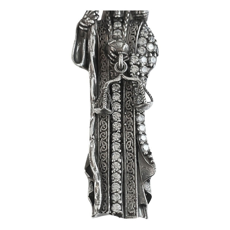 Dije Medalla Grande Santa Muerte Con Zirconias En Plata 925
