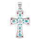 Dije Cruz Grande Plata 925 Piedra Natural Zirconia 4.3 Cm Blanco