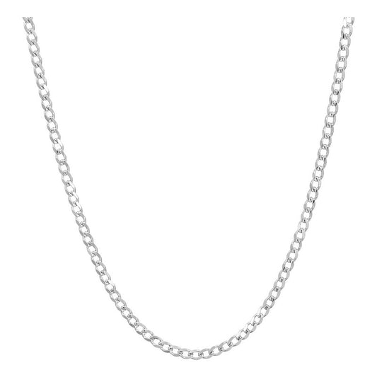 Cadena Cubana Diamantada Barbada Unisex Plata925 40cm X 4mm Plateado